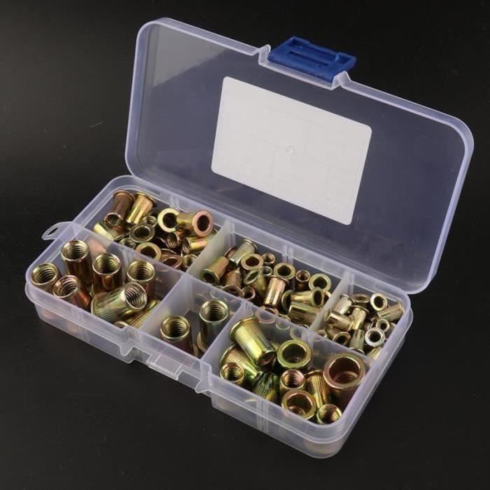 Kit Assortiment 860 Écrous à Rivets En Acier - M3 à M12 - GOOBETTER - Zinc Coloré