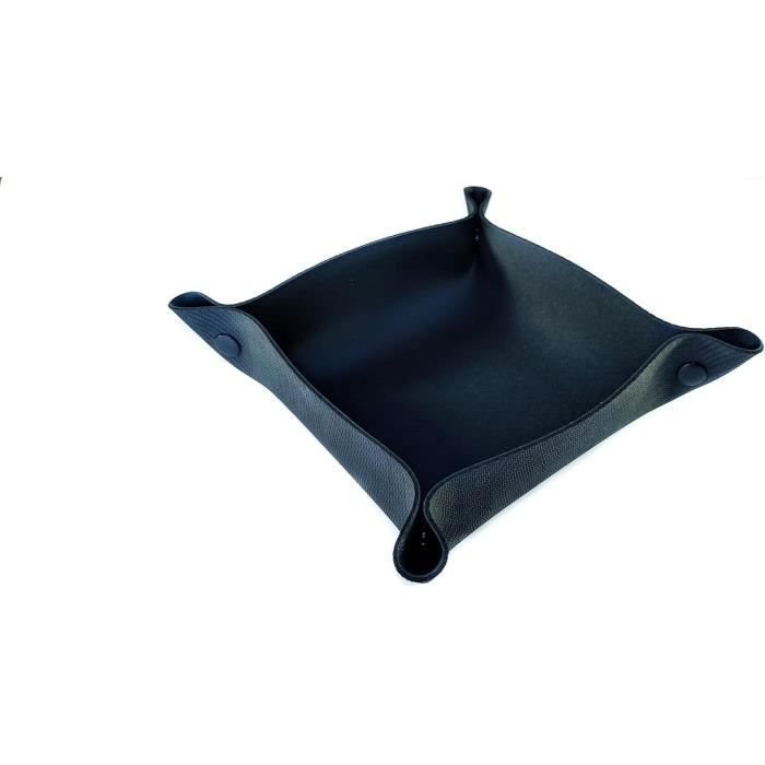 Plateau En Cuir Synthétique 22x22 Cm - 3 En 1 : Range-Clés, Plateau à Dés, Tapis De Lancer - Marron - Pliable