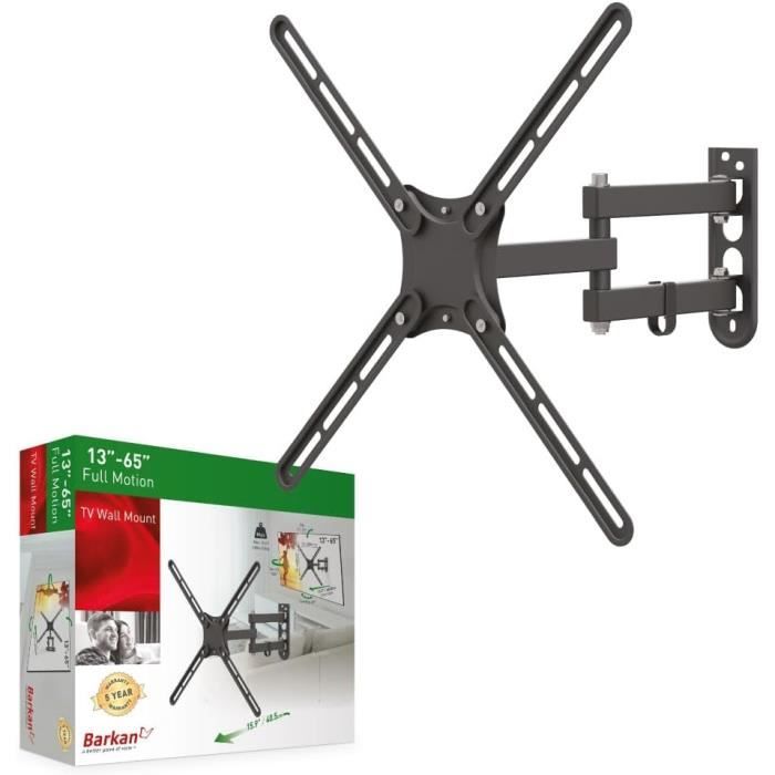 SCHWAIGER 9444 Support TV mural 23-55 pouces Mounting Suspension TV inclinable, pivotante max. 30kg max. norme VESA 400x400 noir accessoires de montage inclus