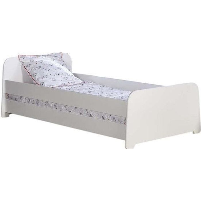 Lit Enfant Avec Barrieres Eddy Blanc 90x190 Cm Cdiscount Maison