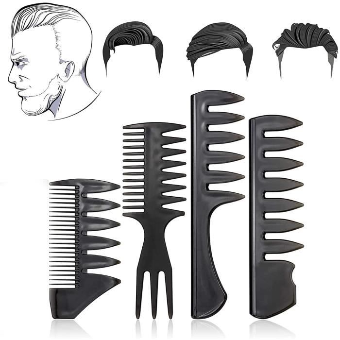Peigne Cheveux Homme, Peigne de Coiffure, 4Pcs Outil de Coiffure pour Hommes,  Peigne forme huile, Peigne Démêlant à Dents Larges10 - Cdiscount  Electroménager