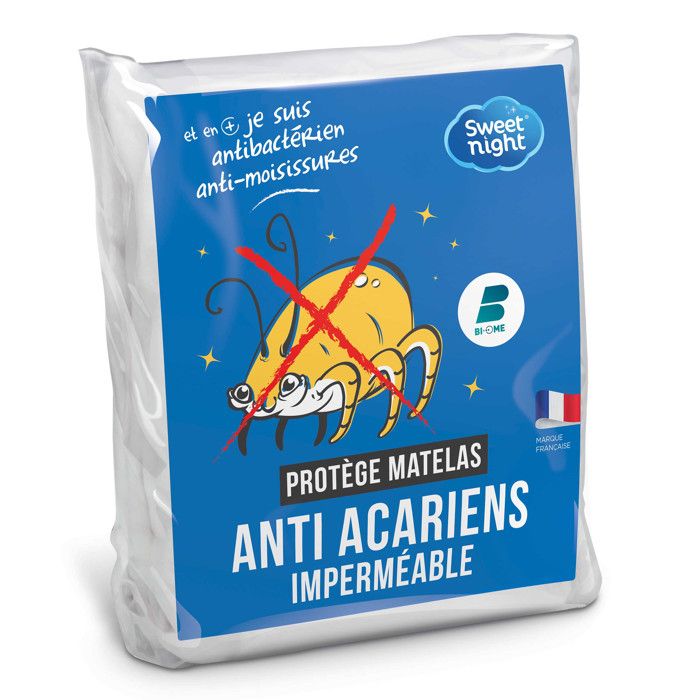 Sweetnight - Protège matelas 90x200 cm Alèse Imperméable et Anti Acariens Bouclette Éponge Coton Silencieux et Respirant