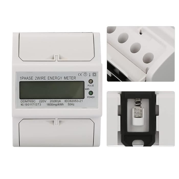 Wattmètre Numérique LCD Sur Rail DIN – Compteur D’énergie 230V, 30A/60A, Made In Chine
