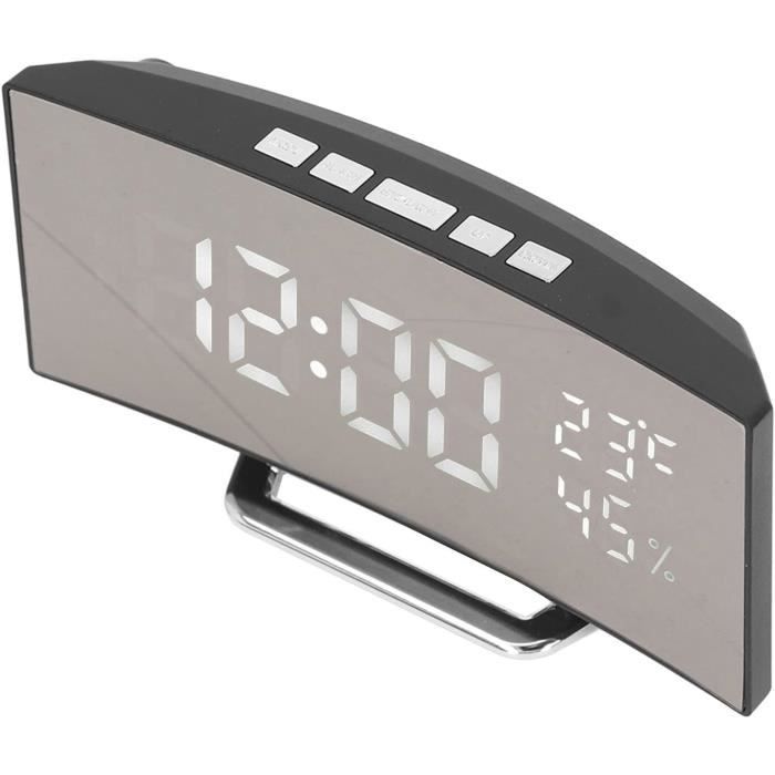 Réveil Numérique LED Avec Affichage Température, Luminosité Réglable Et Commande Vocale - Horloge Chambre Et Bureau