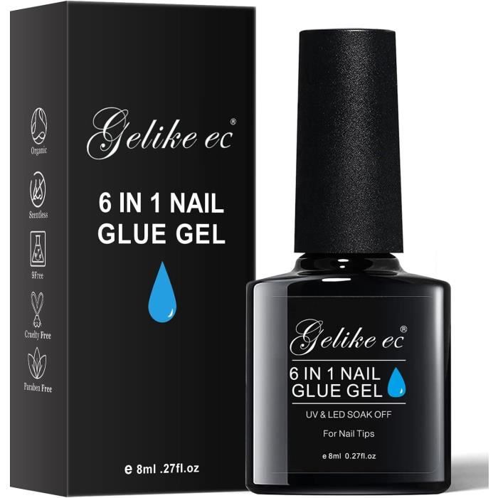 Colle Faux Ongles Extra Forte 6 En 1, Gummy Base Gel Uv Ongles Et Le Renforçateur Colle Capsule