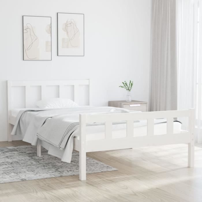 STRUCTURE DE LIT - Cadre de lit Blanc 90x200 cm Similicuir - YW Tech