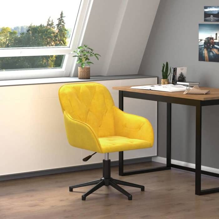 vidaXL Chaise pivotante de bureau Jaune Velours 344863