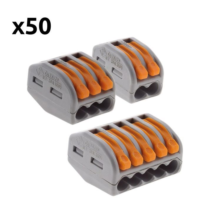 Assortiment de 50 mini bornes de connexion rapide à levier S222