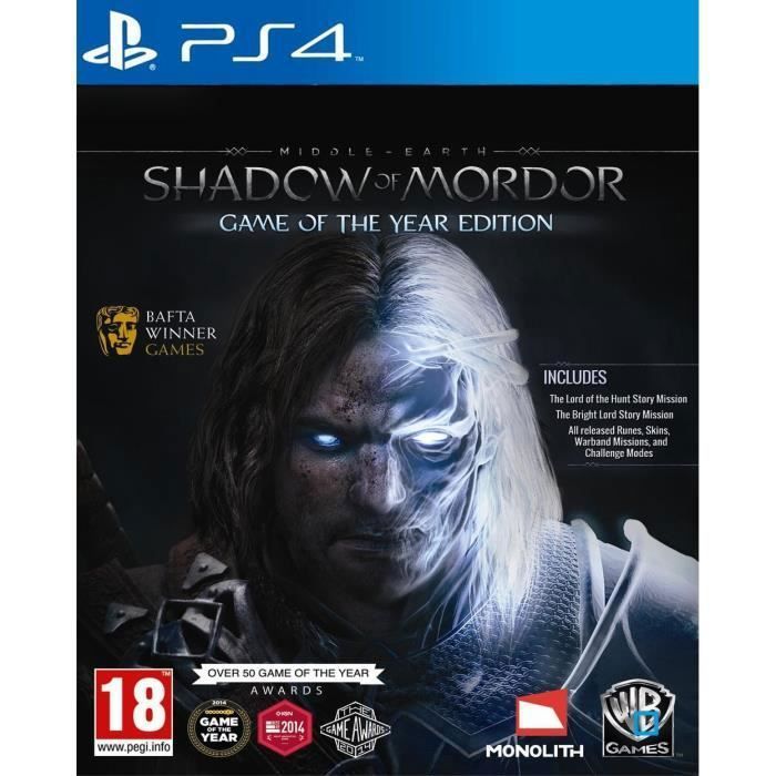 Warner Bros Jeu PS4 - Mittelerde : Mordors Schatten - Game Of The Year Edition - Le Seigneur Des Anneaux - 07 Mai 2015 - 18+
