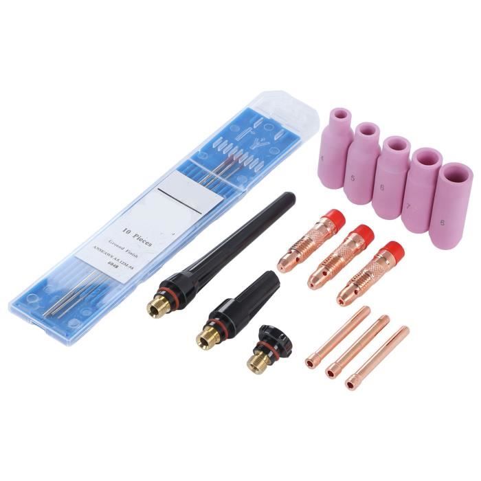 Kit 23 Pinces Serrage TIG Lentille Gaz 12 Gobelets Pyrex Pour Torche WP17/18/26 - Soudage