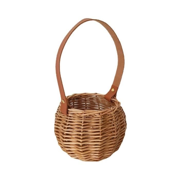 Grand Panier à Vélo Osier Nantucket - Tressé Avec Anses - Marron