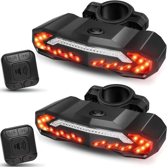 Feu arrière LED étanche rechargeable par USB avec télécommande sans