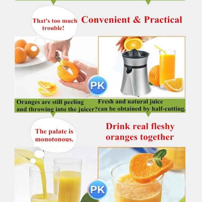 Arendo - Presse Agrumes électrique en acier inoxydable - 100 W - Extracteur de jus de citron orange pamplemousse Presse citron vert - Centrifugeuse - Sans BPA