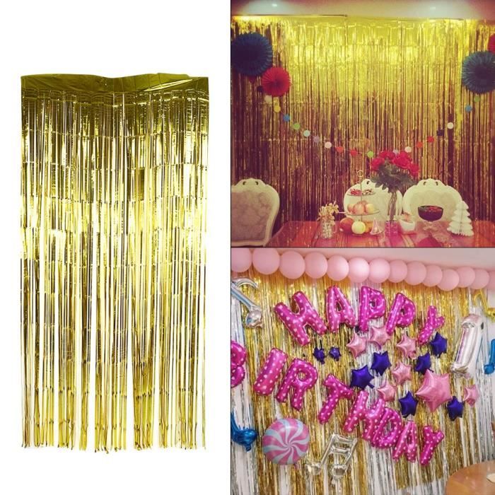 SUNBEAUTY Decoration Licorne Anniversaire Rideau Frange 2pcs Rideaux Métallique de Frange Tinsel Coloré pour Photo Backdrop Chambre Fenetres Porte 