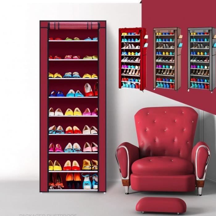 Armoire A Chaussure Rangement Chaussures De Tissu De Toile Diy 10 Tier Avec La Couverture Antipoussiere Achat