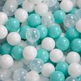 KiddyMoon 100 7Cm L'ensemble De Balles Plastique Pour Piscine Enfant Fabriqué En EU, Turquoise Clair/Blanc/Transparent-1