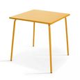 Table de jardin carrée et 2 chaises acier jaune-1