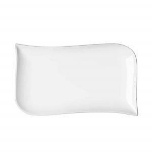 6 Assiettes Rectangulaires En Porcelaine Blanche - Essential New Age - Format Pratique 11 X 7,7 X 3,5 Cm