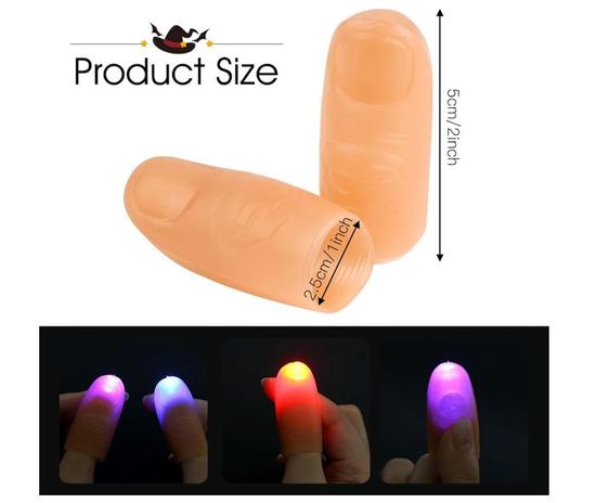 Lot de 2 lampes de pouce magiques pour doigts - Lampe LED pour doigts - Pour fête - Accessoires de performance - Colorés
