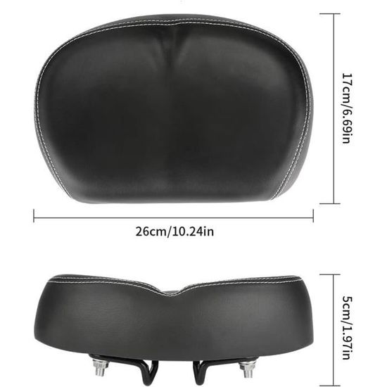 Selle CestMall Large Sans Nez – PU Rembourré – Double Suspension à Ressort – Pour VTT/route/pliant