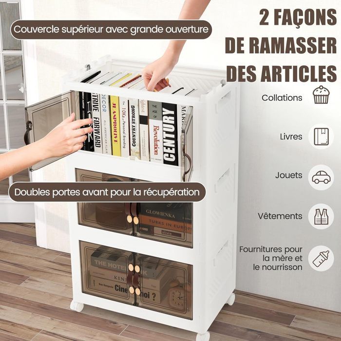 VESSLA bac de rangement avec roulettes, blanc, 39x39 cm