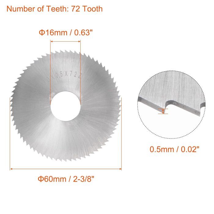 Unique Bargains Arbre de 60 mm de Diamètre, 16 mm, Lame de Scie Circulaire en Acier à Grande Vitesse, 0,5 mm d'Épaisseur, 72 Dents