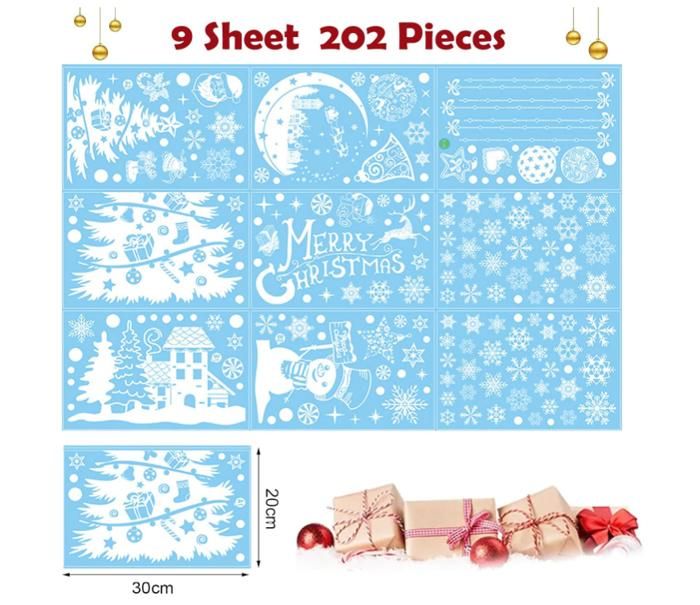 Autocollants Fenêtre Noël - 137 Stickers Colorés, 9 Feuilles, Motif Château Flocons De Neige, PVC électrostatique Réutilisable, Décoration Vitre Facile