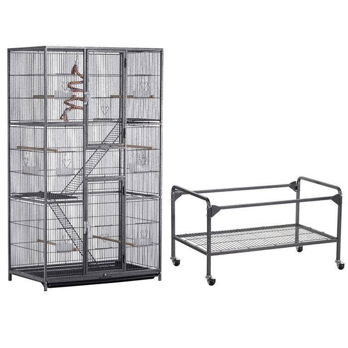 Yaheetech Bird Cage, 46.5 x 46.5 x 136 cm, for Canaries, Parrots and Budgies and Cockatiels