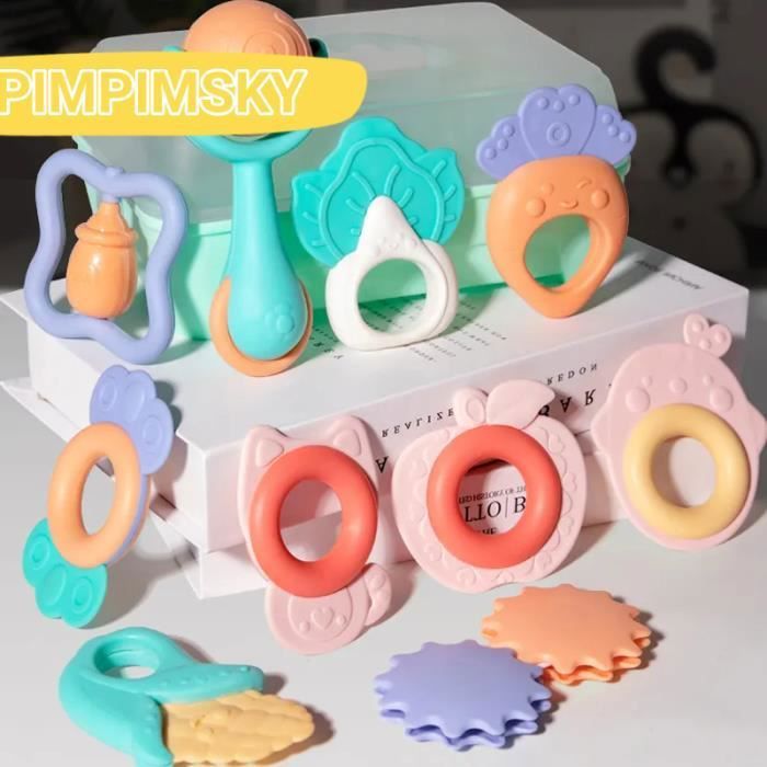 Fantocemea – Jouet D’empilage Montessori 7 Pièces – Anneaux De Dentition En Silicone – Dès 6 Mois