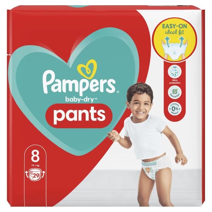 Pampers Couches-Culottes Baby-Dry Pants Taille 8 (19+ kg), 117 Couches-Culottes  Bébé, Pack 1 Mois, Maintien 360° Contre les Fuites, Faciles à Changer,  Maintenant avec Plus de Couches : : Bébé et Puériculture