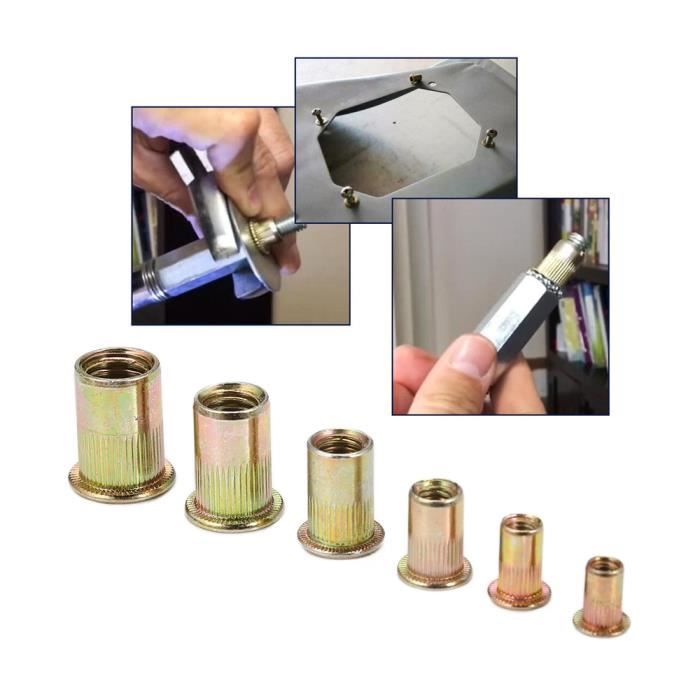 60 Pièces 304 Ecrou a Sertir M8 en Acier Inoxydable Tête Plate Ecrou Aveugle Rivet Fileté