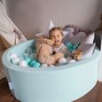 KiddyMoon 100 7Cm L'ensemble De Balles Plastique Pour Piscine Enfant Fabriqué En EU, Turquoise Clair/Blanc/Transparent-2