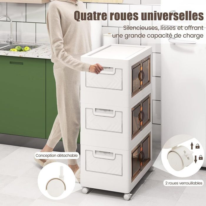 2 Boîtes Rangement 57L Avec Roulettes - Transparentes Empilables Rotho