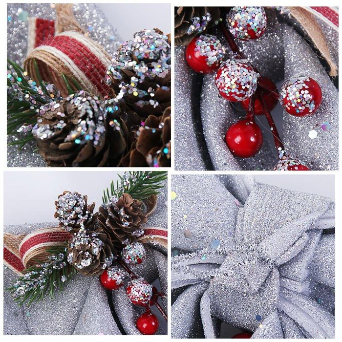 CD-Grand Nœud Tartan Rouge Avec Sapin Et Pommes De Pin - Décoration De