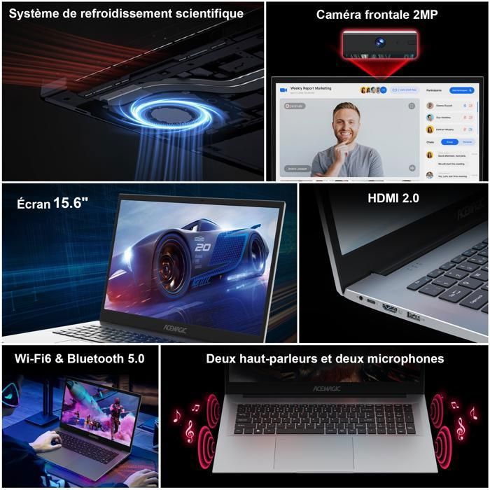 Ordinateur Portable Rumlawn 15,6" - Processeur Intel Alder Lake N150, 16 Go RAM, 512 Go SSD, Windows 11