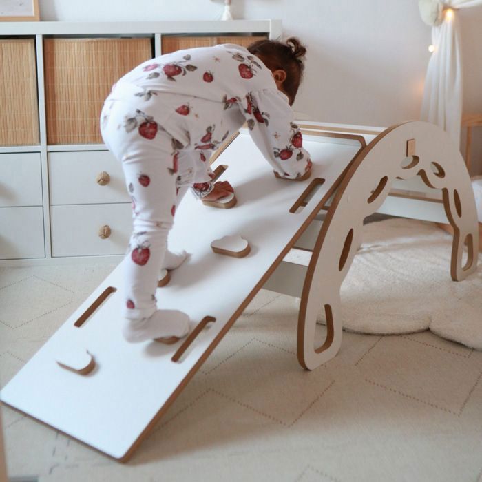 HOMASIS 6 en 1 Montessori Triangle d'escalade avec Toboggan,Cae d