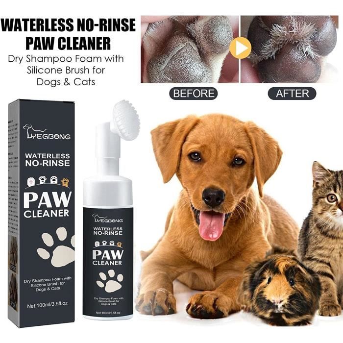 Dog Paw Washing Foam No Rinse Foaming Paw Cleanser with Silicone Brush Pet Foot Cleaning Foam Rinse Free Paw Cleaner No Washing