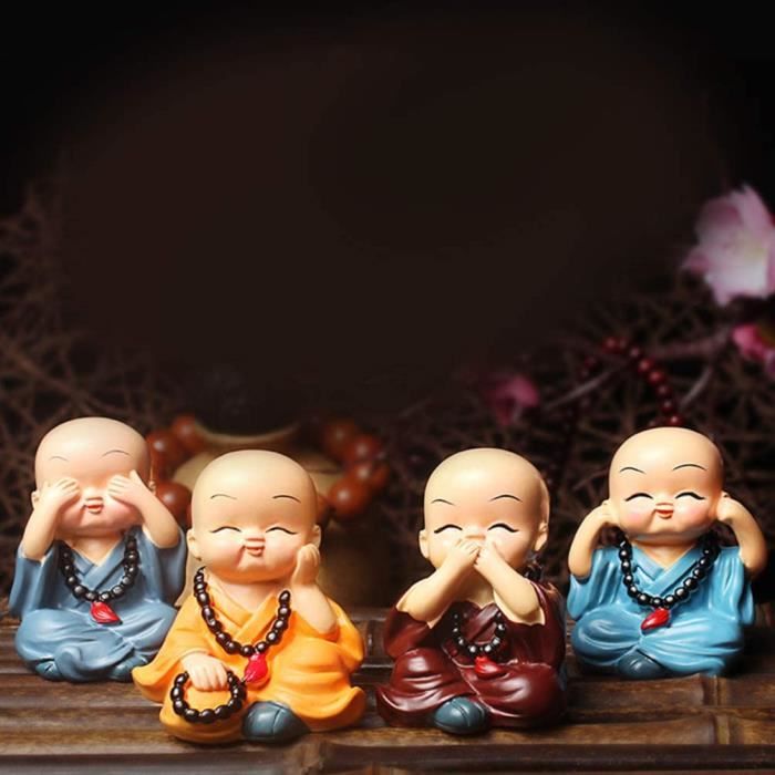 4 Pcs Bouddha Figurine Petit Moine Figurine Voiture Tableau de Bord  Décoration Bureau à Domicile Ornement de Bureau Cadeaux d'annive -  Cdiscount Maison