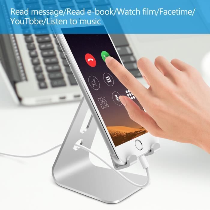 Support Smartphone Réglable 0-110° - Pliable, Portable, Anti-Glisse - Compatible Téléphone Et Mini Tablette