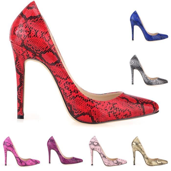 Escarpins femme Serpent Rose Talons fins textures 11CM Achat Vente Escarpins femme Serpent Rose Talons fins textures 11CM pas cher Cdiscount