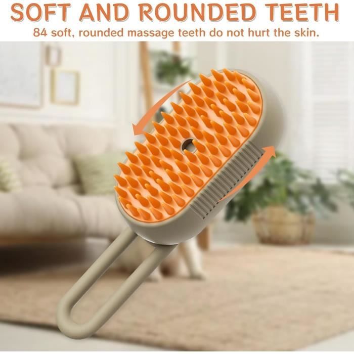 Brosse à Vapeur Pour Chat Et Chien Rechargeable - Auto-nettoyante, Réservoir 34 Ml, Brossage + Pulvérisation - Enlève Poils, Saleté - 3