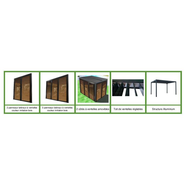 Pergola bioclimatique - HABRITA - Foresta PER36VB30VBBI - Imitation ...