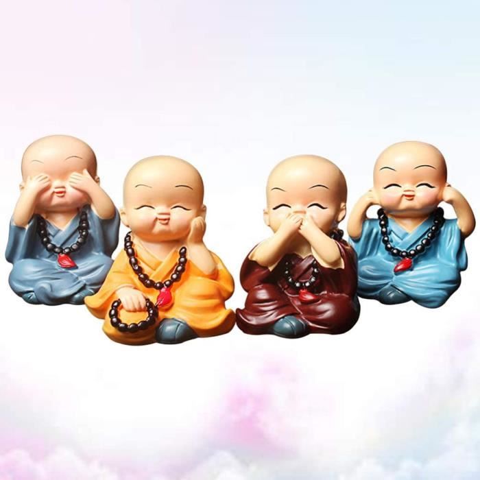 4 Pcs Bouddha Figurine Petit Moine Figurine Voiture Tableau de Bord  Décoration Bureau à Domicile Ornement de Bureau Cadeaux d'annive -  Cdiscount Maison