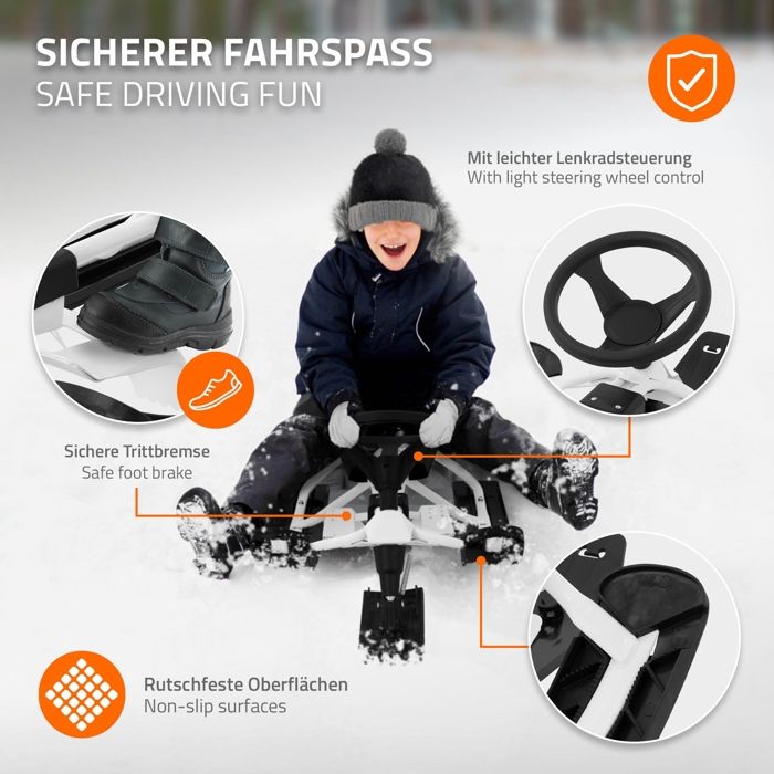 Luge Enfant Susoso - Dirigeable Avec Freins - Capacité 80kg - À Partir De 3 Ans - Noir/Vert