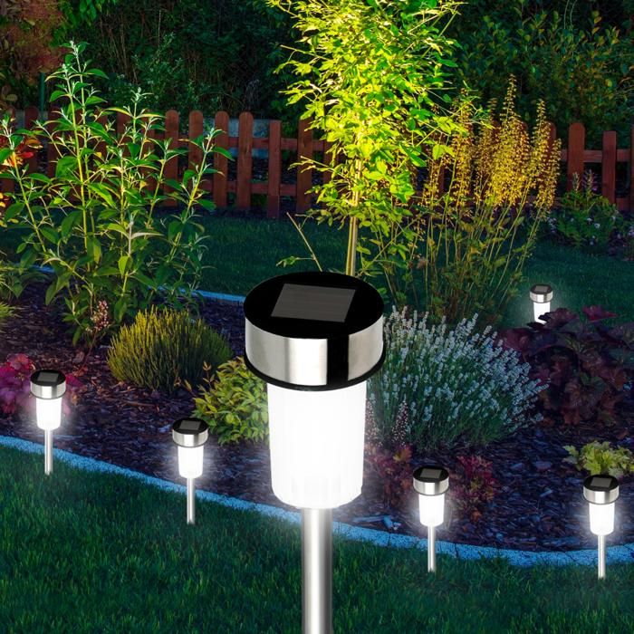 Borne Solaire LED de Jardin à Planter Extérieur