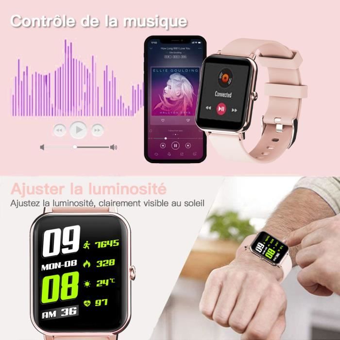 LUNIQUESHOP Montre Connectée Femme Repondre Appel 1.7'' Smartwatch Tensiometre Sommeil Fréquence Cardiaque SpO2 Podometre Assistant Vocal Suivi Poids 2 Bracelets Cadeau LSCALL iOS Android Strava LUNIQUESHOP Montre Connectée Femme Repondre Appel 1.7'' Smartwatch Tensiometre Sommeil Fréquence Cardiaque SpO2 Podometre Assistant Vocal Suivi Poids 2 Bracelets Cadeau LSCALL iOS Android Strava