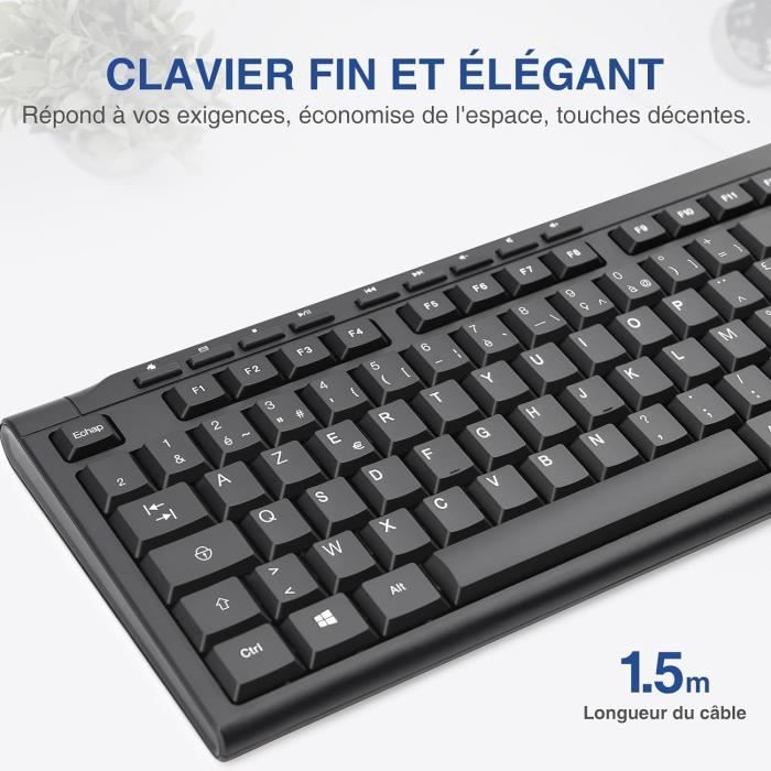 Clavier USB et PS/2 AZERTY 105 touches noir Dacomex
