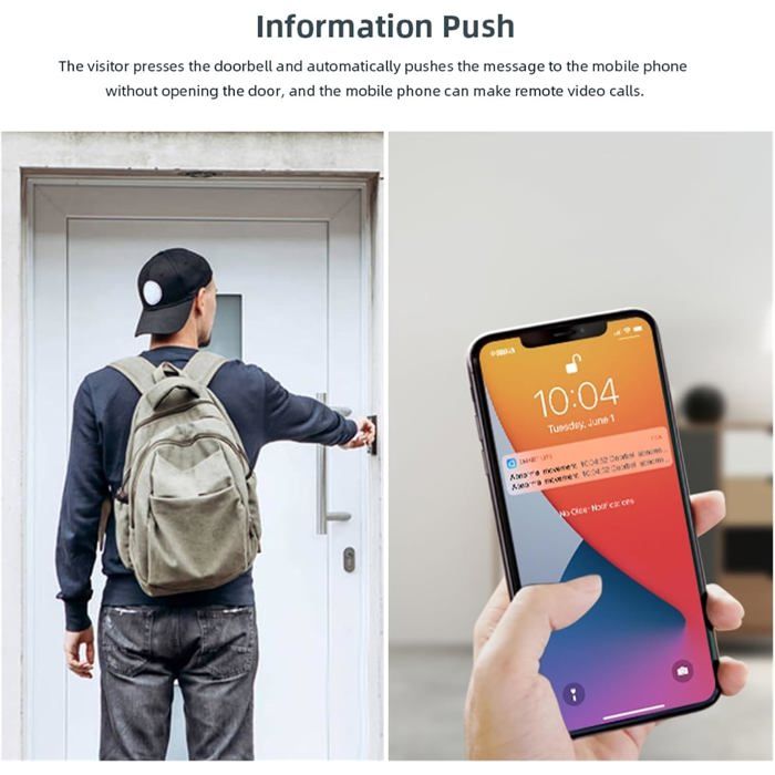 Sonnette WiFi Avec Caméra Intégrée - Batterie Rechargeable - Étanche - Sans Fil