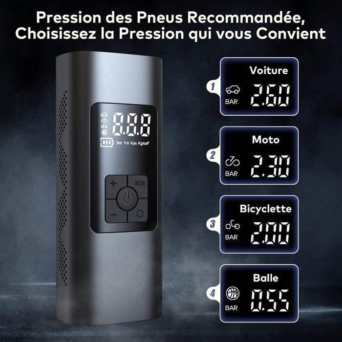 Compresseur Gonfleur De Pneus Portable SmartSafe 150 PSI - Numérique, Sans Huile, Sur Batterie - NEUF