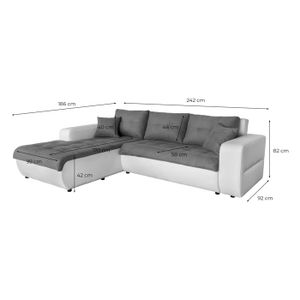 Grand Canapé D'Angle 5 Places Simili Cuir Gris - Modulable 220/270 Cm (Occasion)